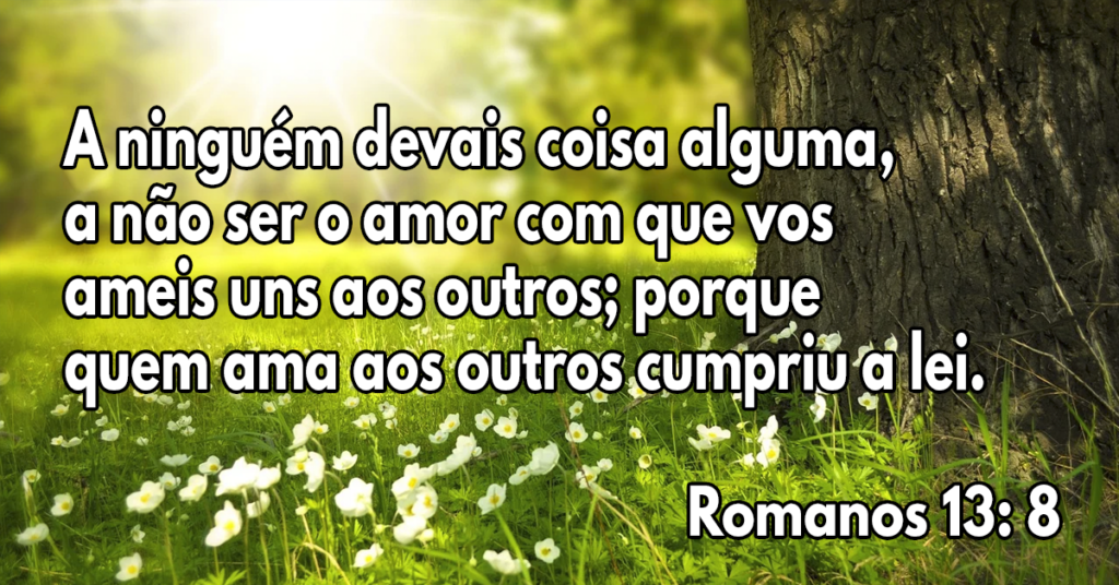 A ninguém devais coisa alguma, a não ser o amor com que vos ameis uns aos outros; porque quem ama aos outros cumpriu a lei