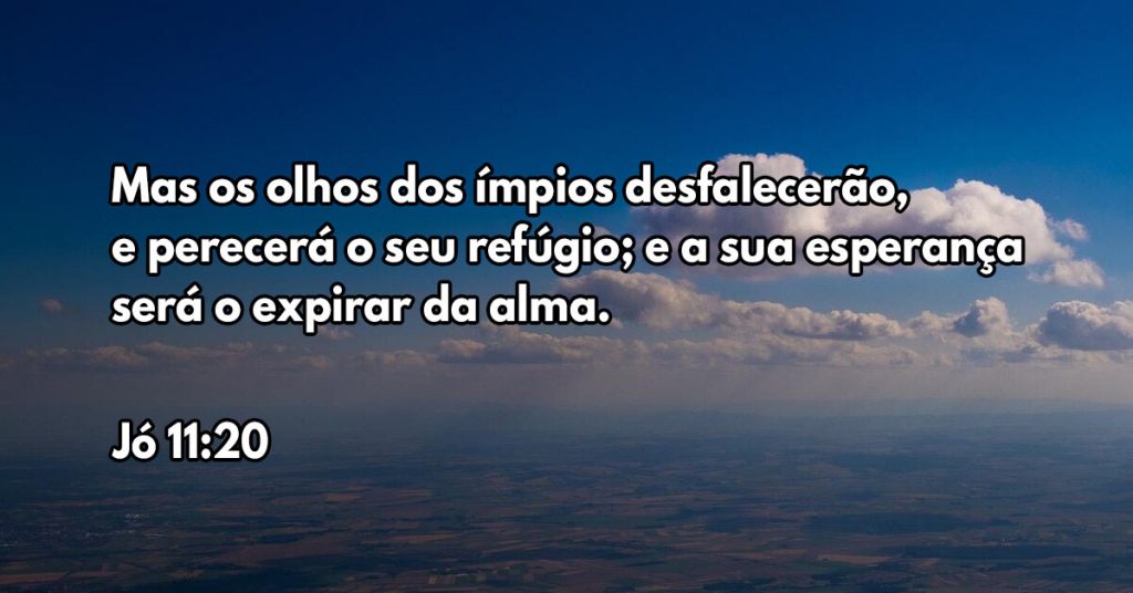 Mas os olhos dos ímpios desfalecerão, e perecerá o seu refúgio; e a sua esperança será o expirar da alma.